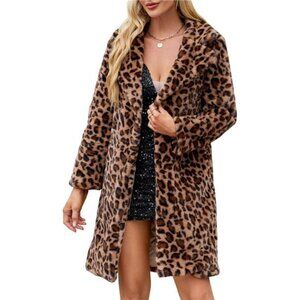 Women's Faux Fur Coat Fuzzy Warm Winter Leopard